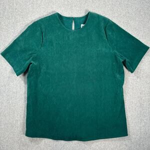 City Girl by Nancy Bolen Vintage Suede Blouse Women's !2 Green Short Sleeve
